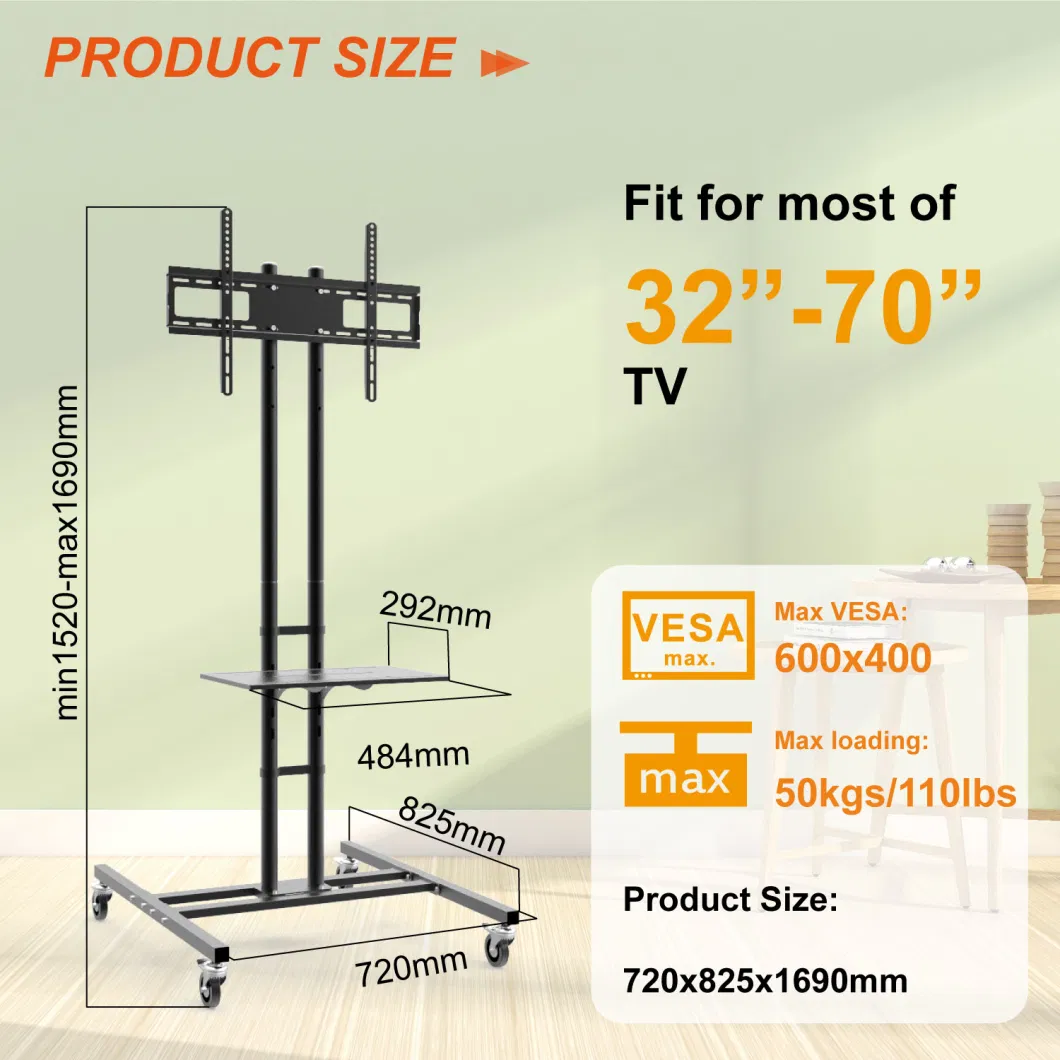 Economic TV Trolley Stand for 30&quot;-55&quot;, TV Trolley Designs (CT-FTVS-T131)