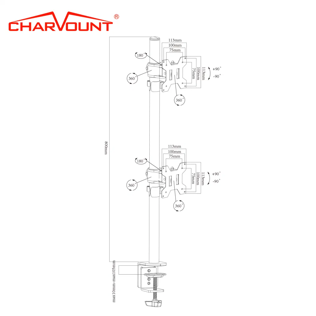 Dual Mount Monitor Desk Stand for TV 10&quot;-25&quot;