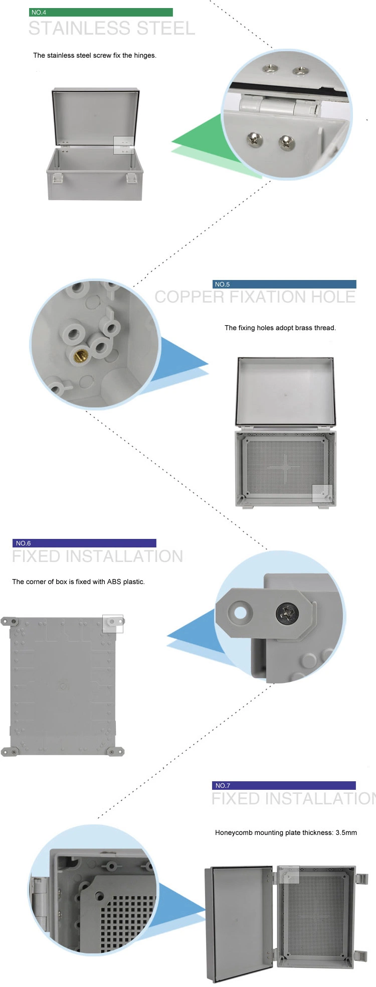 Gt Series ABS Plastic Enclosure Waterproof Connection Box Honeycomb Mounting Plate Box