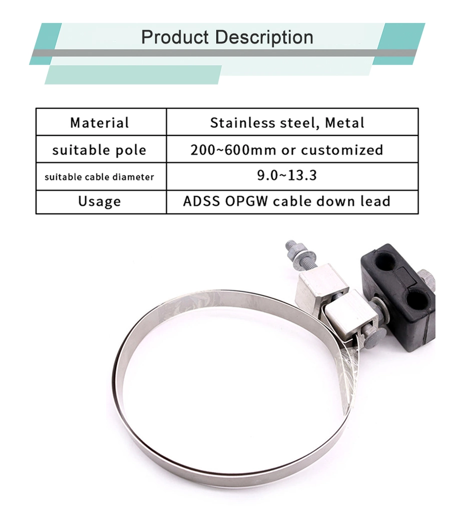 Custom Made Outdoor Galvanized Steel Down Lead Clamp for ADSS Cable