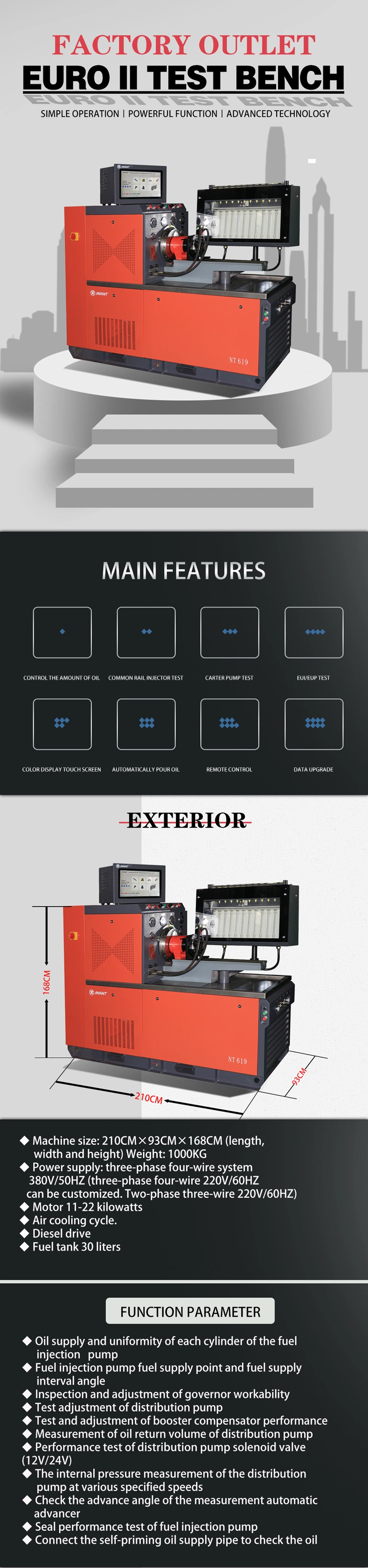 Conventional Diesel 12 Cylinders Calibration Machine, Includes Common Rail Injector and Piezo Injector Testing, Includes Eui Eup Testing and Cam Box