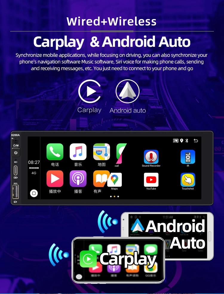 6.9 Inch Touch Screen HD Bt FM MP5 Player Autoradio Support Rear View Camera Carplay Car Audio Stereo Radio Carplayer Android