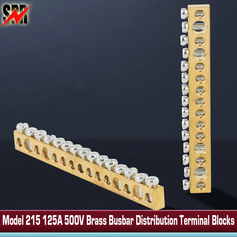 Model 215 125A 500V Brass Busbar Distribution Terminal Blocks Connection Box with Removable Cover
