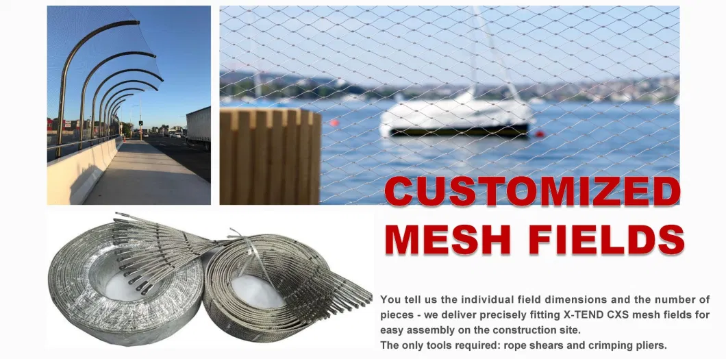 Outdoor Stainless Steel Cable Railing Mesh/ Wire Rope Deck Railing Netting / Wire Mesh Railings for Balcony