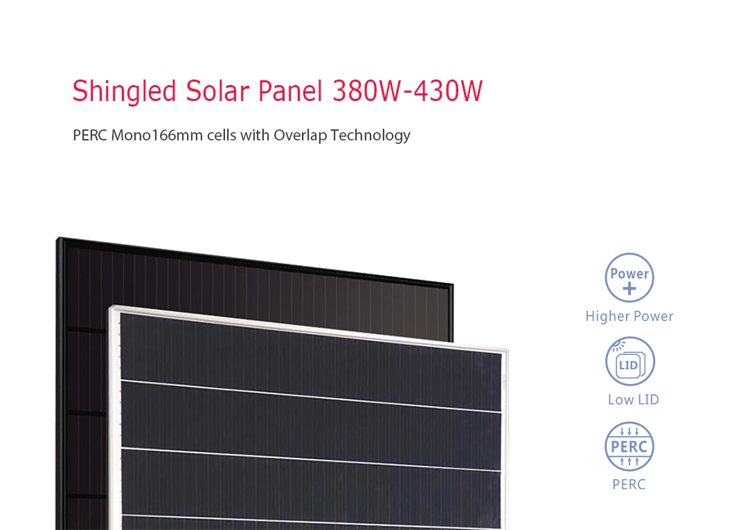 380W-430W 430W 420W 410W Solar Photovoltaic Panels Full Black Shingled Solar Panel