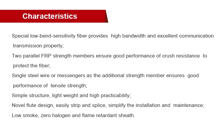 FTTH Flat 1 Core Single Mode Optical Fiber Optic/Optical Coaxial Cable