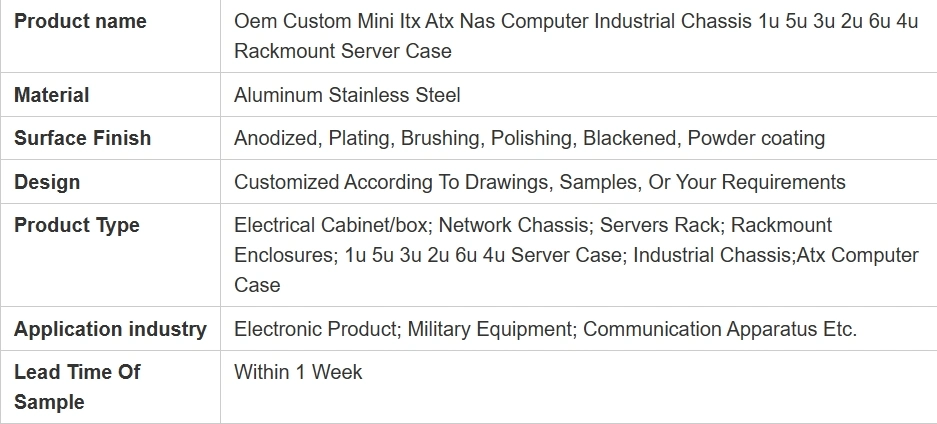 Stainless Steel Chassis 1u Rackmount Sheet Metal Enclosure Customize Mini ATX Computer Case