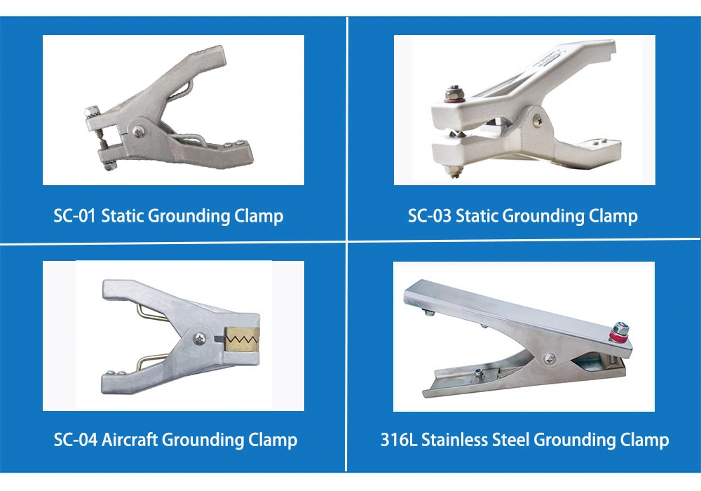 Atex Approved/Dia-Cast Aluminum/Static Grounding/Anti-Static Bonding/Earthing Clips with Cable for Grounding