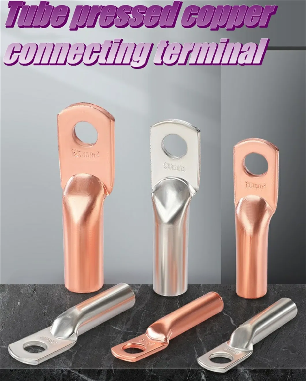 DTG 4-1000mm&sup2; 4.2-23mm Tube Pressed Copper Connecting Terminal Tinned Copper Cable Lug