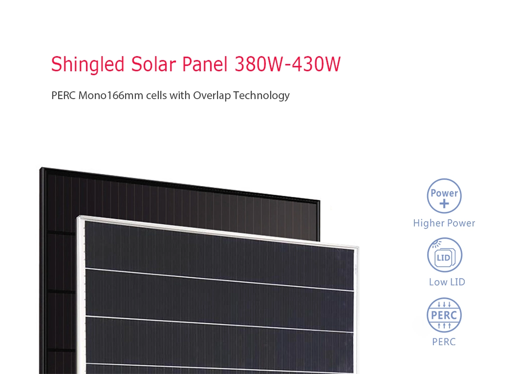 Residential 430W Mono Shingled Solar Power Panel for Home System