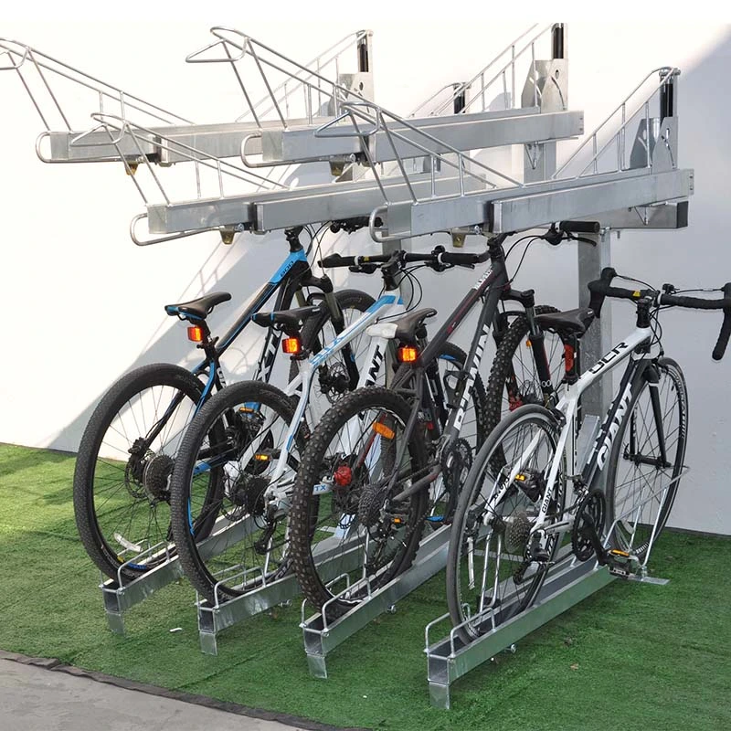 Two Tier Steel Bicycle Storage Vertical Floor Bike Parking System Rack Stands