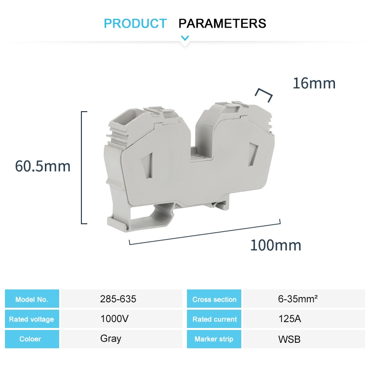 285-635 DIN Rail Mounted Spring Connecting Terminal Blocks