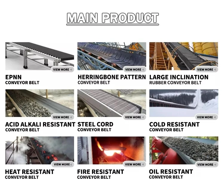 Polyester Steel Cord Heat Fire Flame Cold Oil Acid Alkali Impact Wear Resistant Rip-Stop Chevron Straight Warp Sidewall Pipe Rubber Conveyor Belt