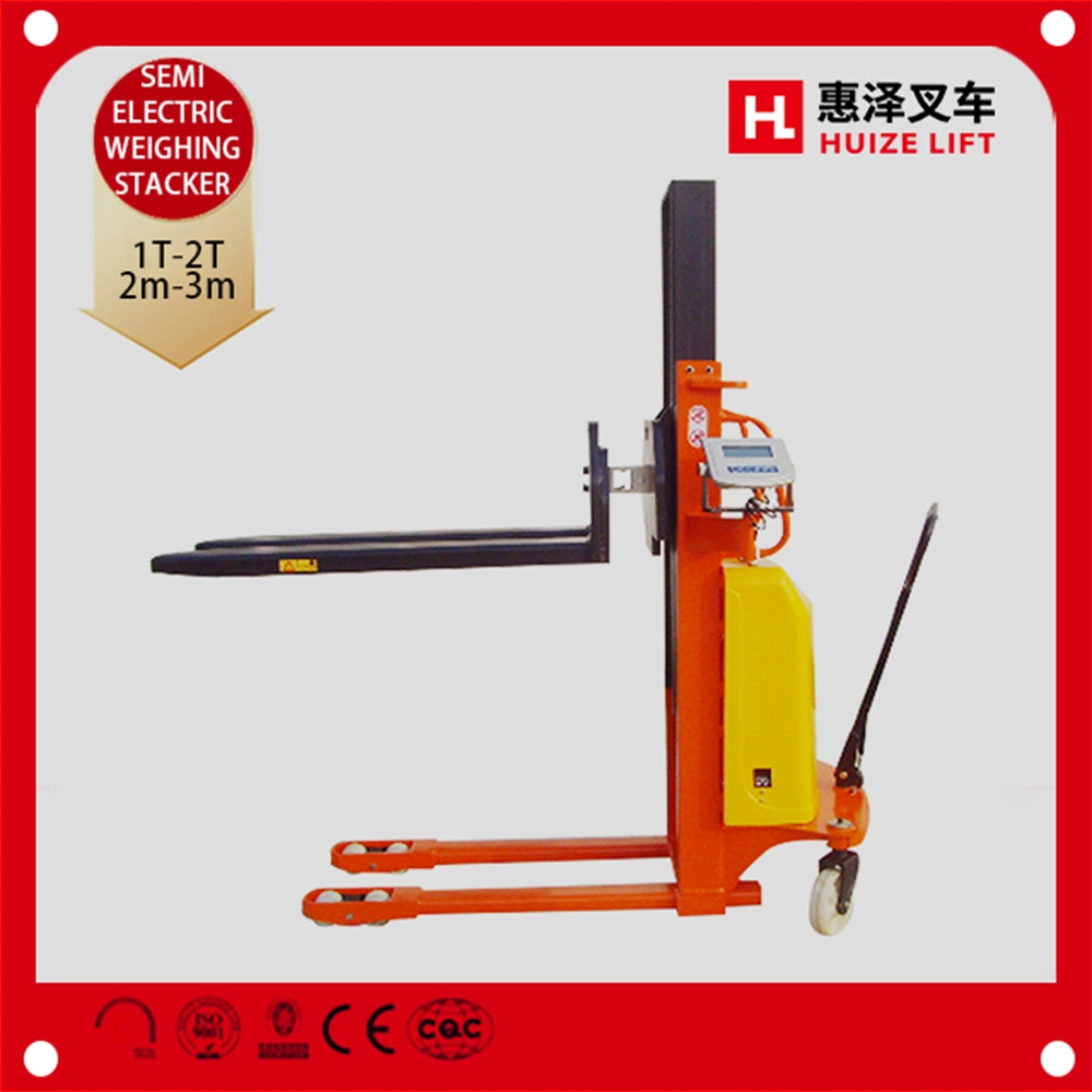 CE ISO Certified 1.5t 3m Reach Intelligent Electric Hydraulic Pallet Stacker