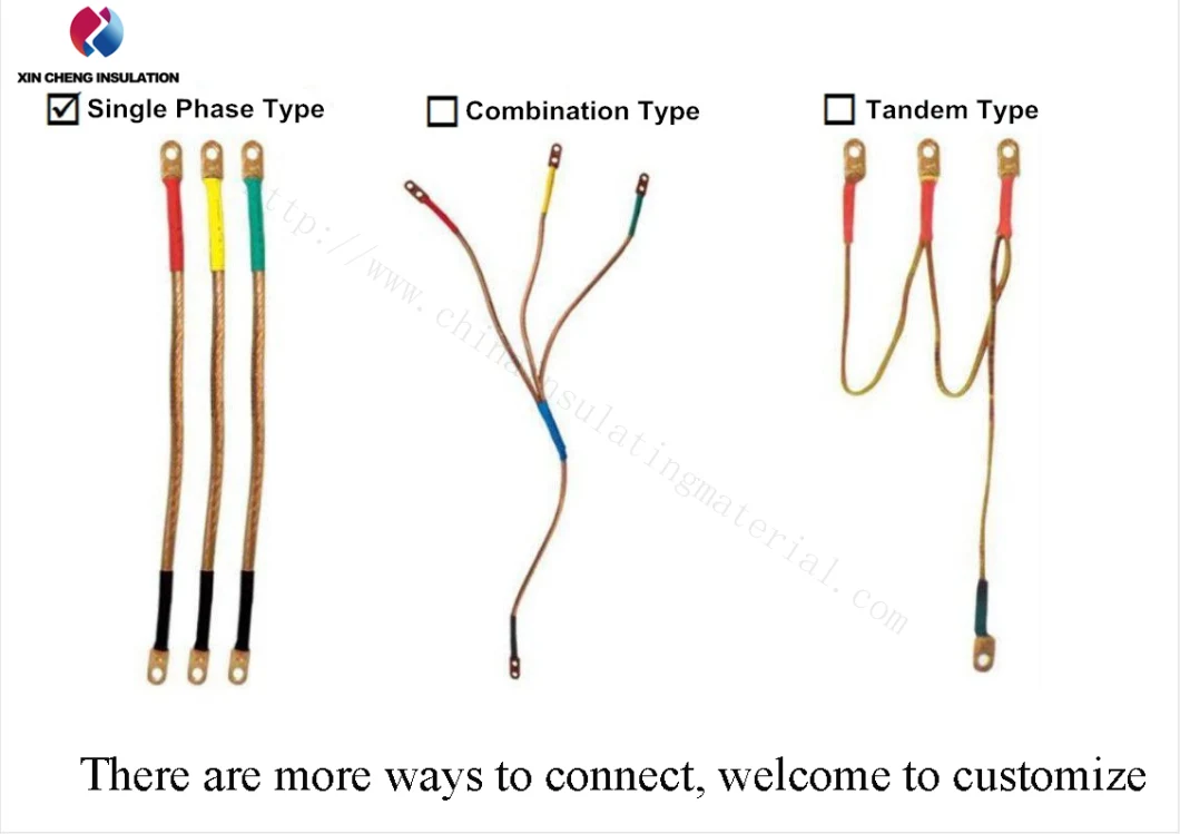 Portable Overhead Line Earthing Set Grounding Set, Pure Copper Cable