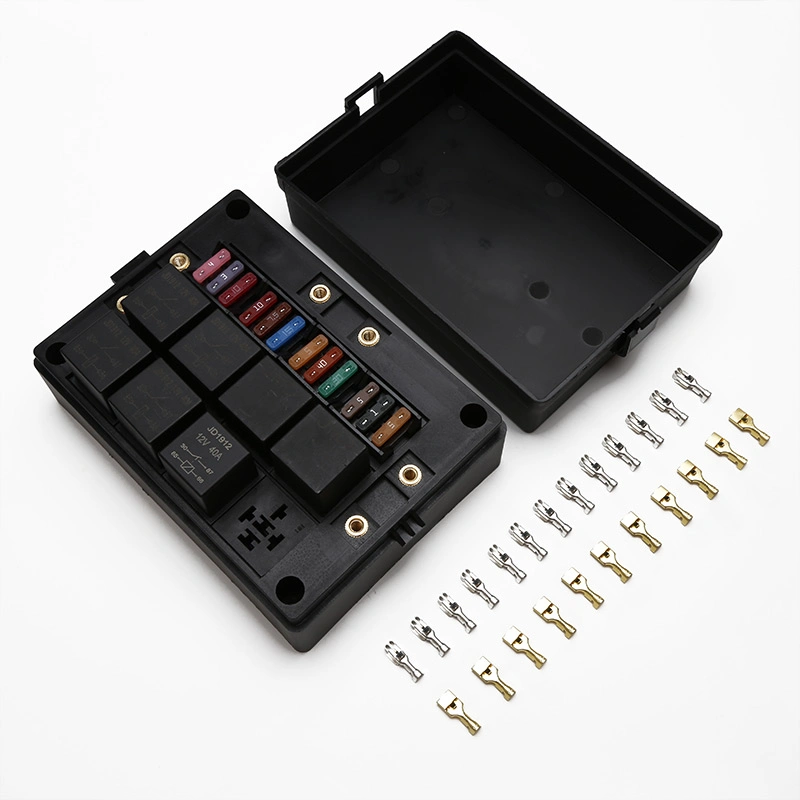 Refitted 12 Slots 12 Way 12V 24V 36V 2 Ans Fuses 8 Pin Relays 12 PCS Atc ATO Standard Blade Fuse Relay Slot Terminal Socket Box