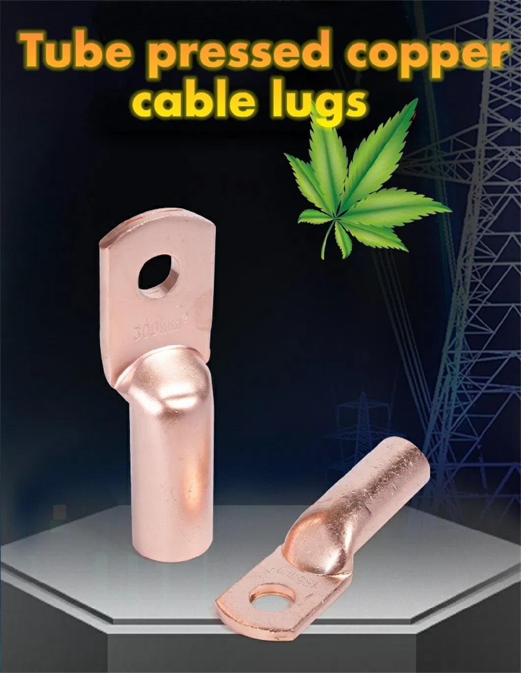 DTG 4-1000mm&sup2; 4.2-23mm Tube Pressed Copper Connecting Terminal Tinned Copper Cable Lug