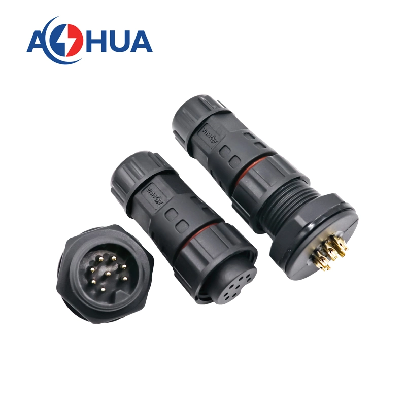 Aohua 8pin Power Signal Electrical Plug M20 Male Pin Panel Connector Wire Connection Solder Wire Way LED Junction Box Panel Receptacle
