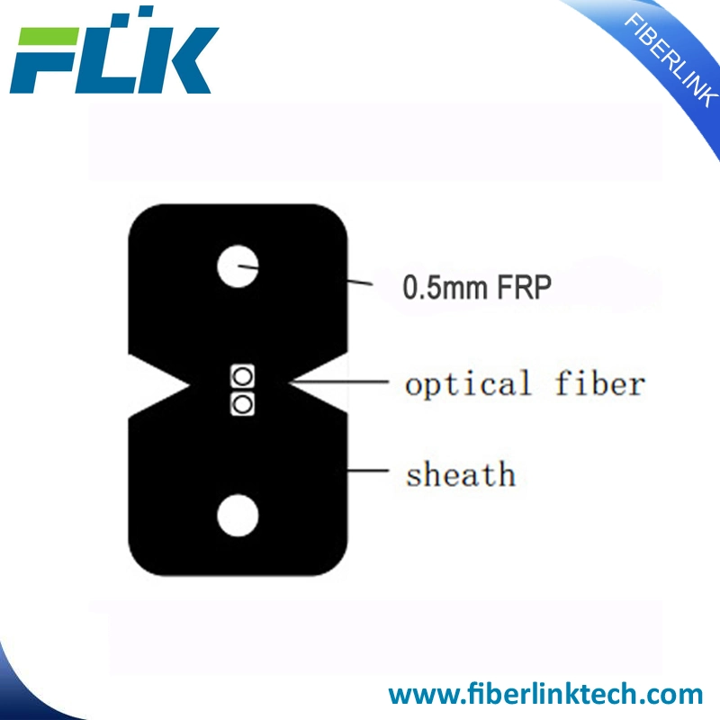 1-12 Fibers/Cores Flat Fiber Optic/Optical FTTH Drop Cable with Rip Cord
