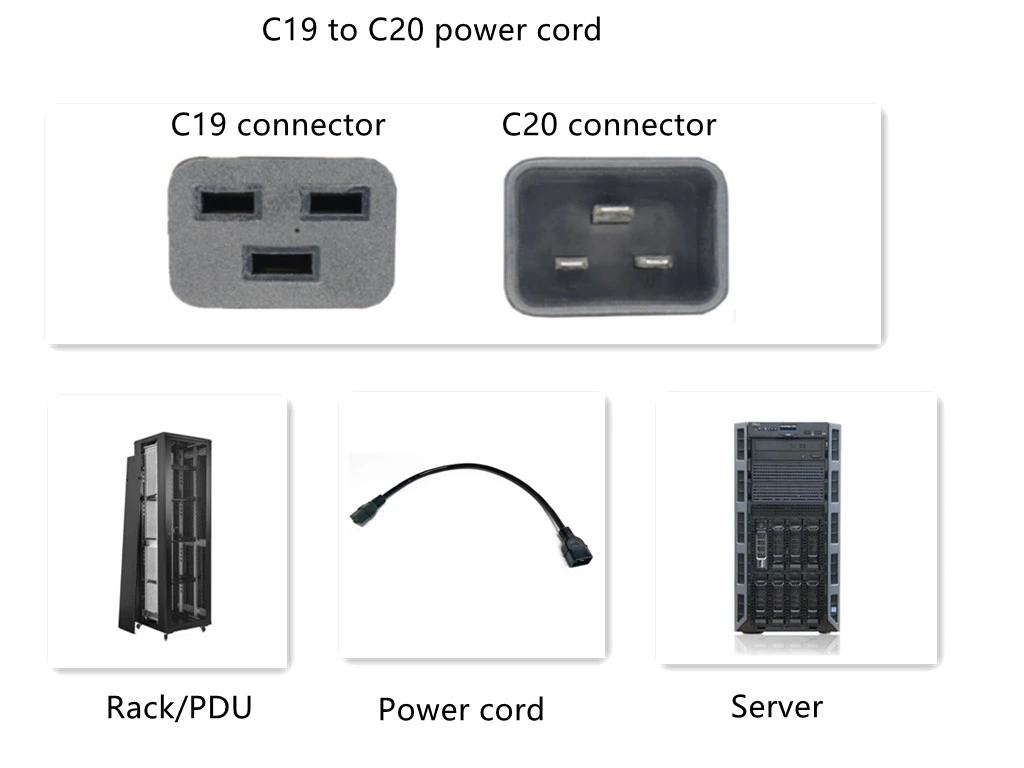 Data Center PDU Rack Server Computer Power Cord C19 to C20 Cable 250V 20A 15A 14AWG 12AWG 3FT