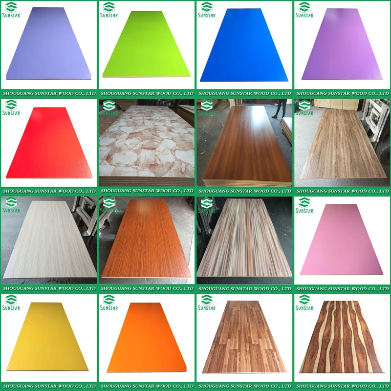 New Design Glossy Matt Embossed Finish Melamine Faced/ Plain/Wood Veneer/ Color Timber Board MDF for Furniture and Decoration Building Construction Material