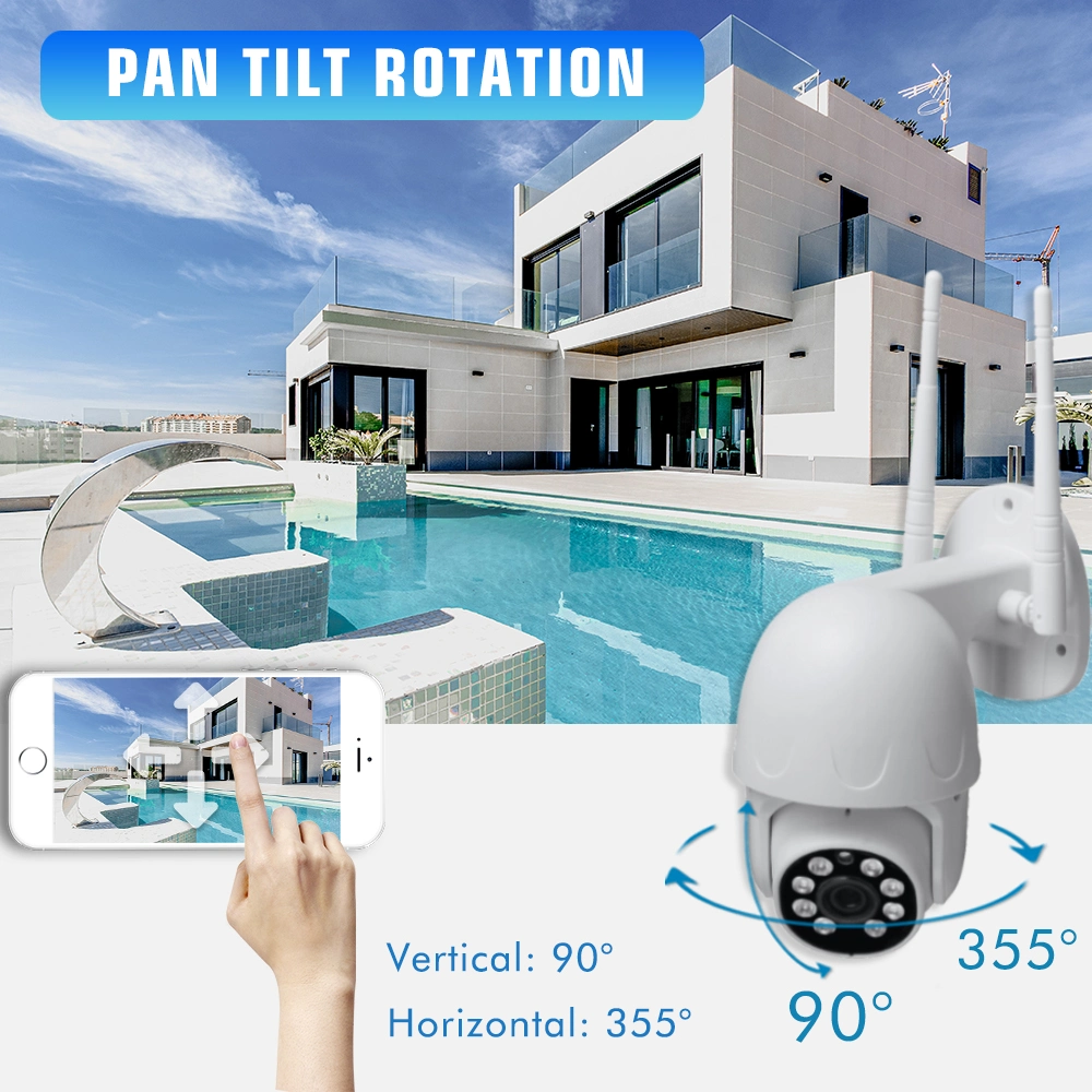 Dual Audio Dome WiFi Pan/Tilt 4MP Waterproof IP Network Camera Night Vision