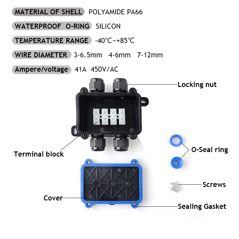 1 in 3 out IP68 Waterproof Junction Box for Wire Connection