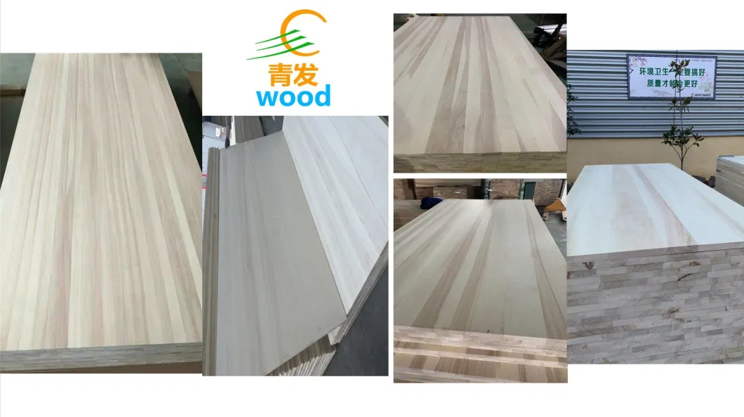 Straight Finger-Jointed Natural Pattern Paulownia/Poplar/Pine Solid Boards for Furniture