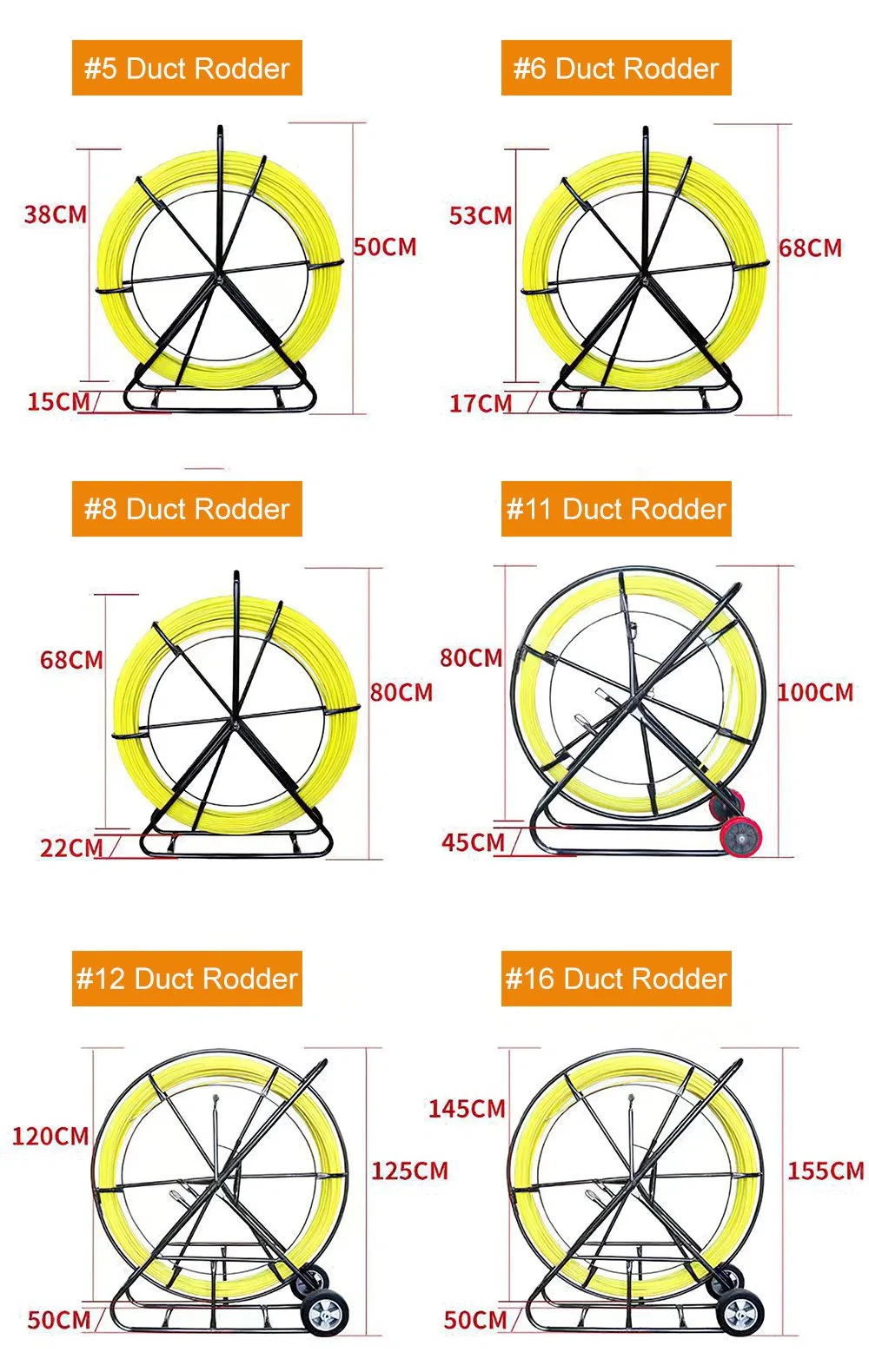 Durable Steel Reel Stand Fiberglass Wire Cable Duct Traceable Rodder