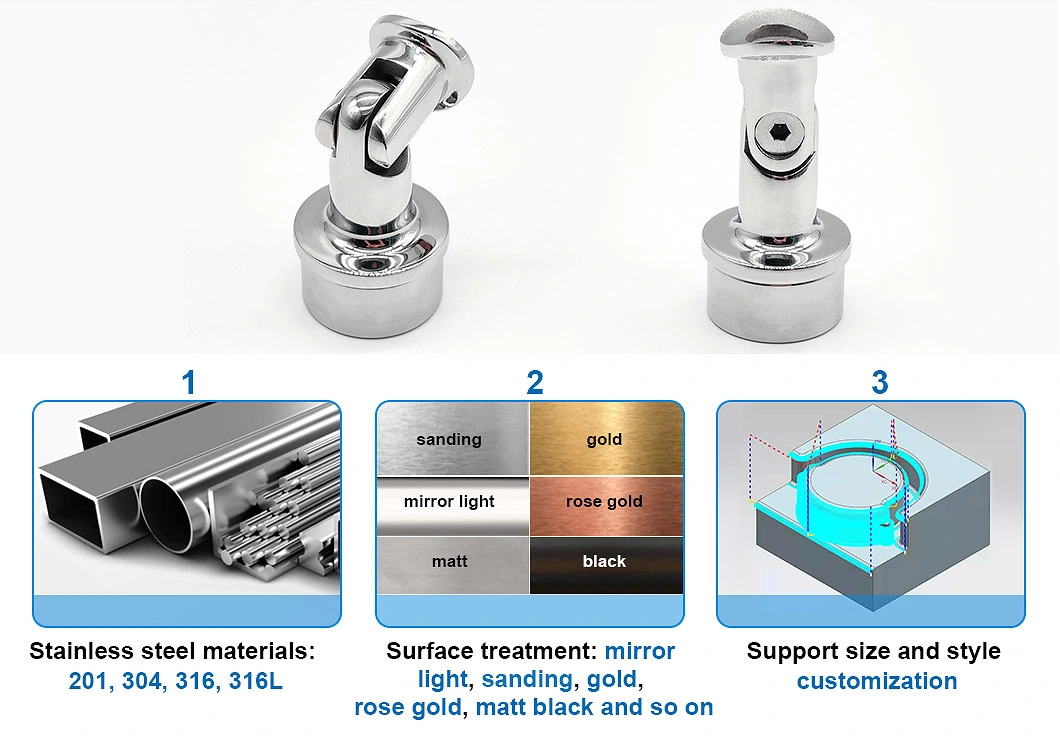 Modern Metal Support Straight Saddle Handrail Top Mounted Handrail Bracket