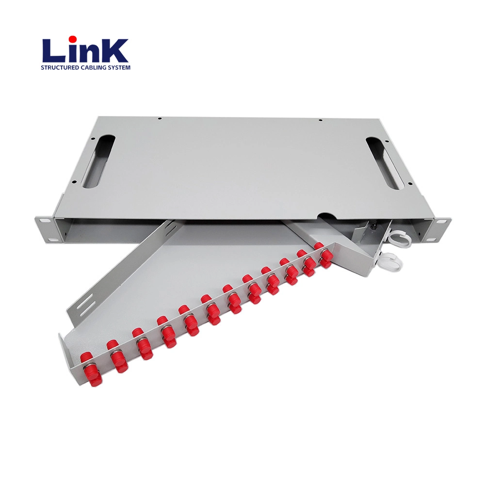 Rackmount Rotary Sliding Fiber Patch Panel with 24 FC St Ports and Cable Management