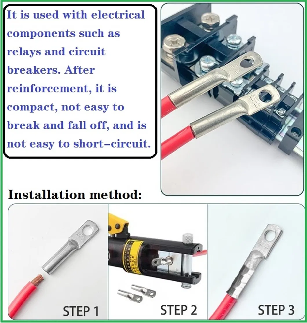 DTG 4-1000mm&sup2; 4.2-23mm Tube Pressed Copper Connecting Terminal Tinned Copper Cable Lug