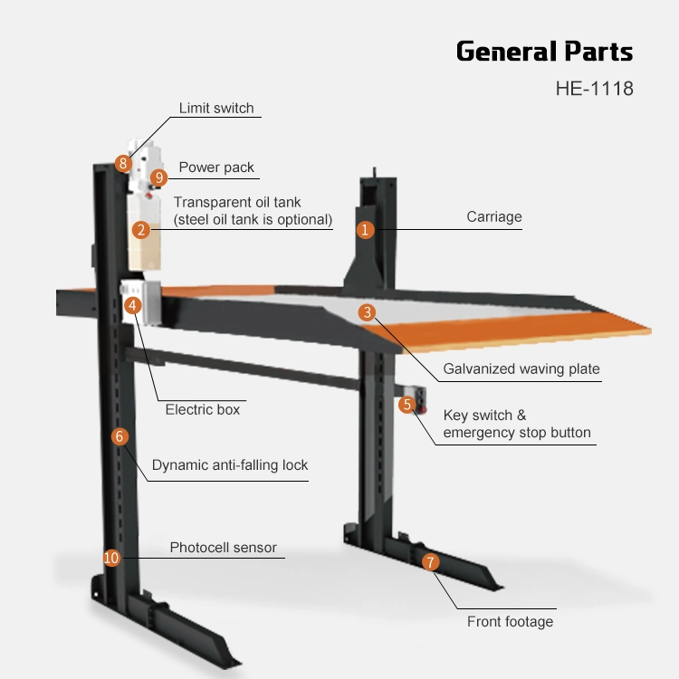 Two Post Parking Lift/Auto Lift/Scissor Car Lift/Car Alignment Lift/Car Parking Lift