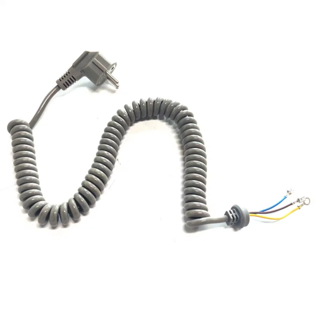 Electrical Spring Cable Power and Control Curly Cords with EU Plug for Towel Rack