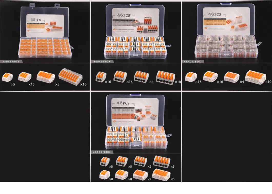 Boxed Universal Quick Cable Wire Connectors 212 Home Compact Wire Connection Push in Wiring Terminal Block Junction Box