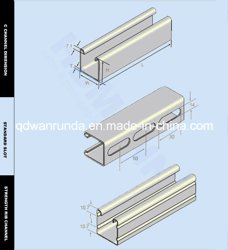 41*41/41*21 Thickness 1.5/2.0/2.5/3.0mm HDG Slotted Unistrut