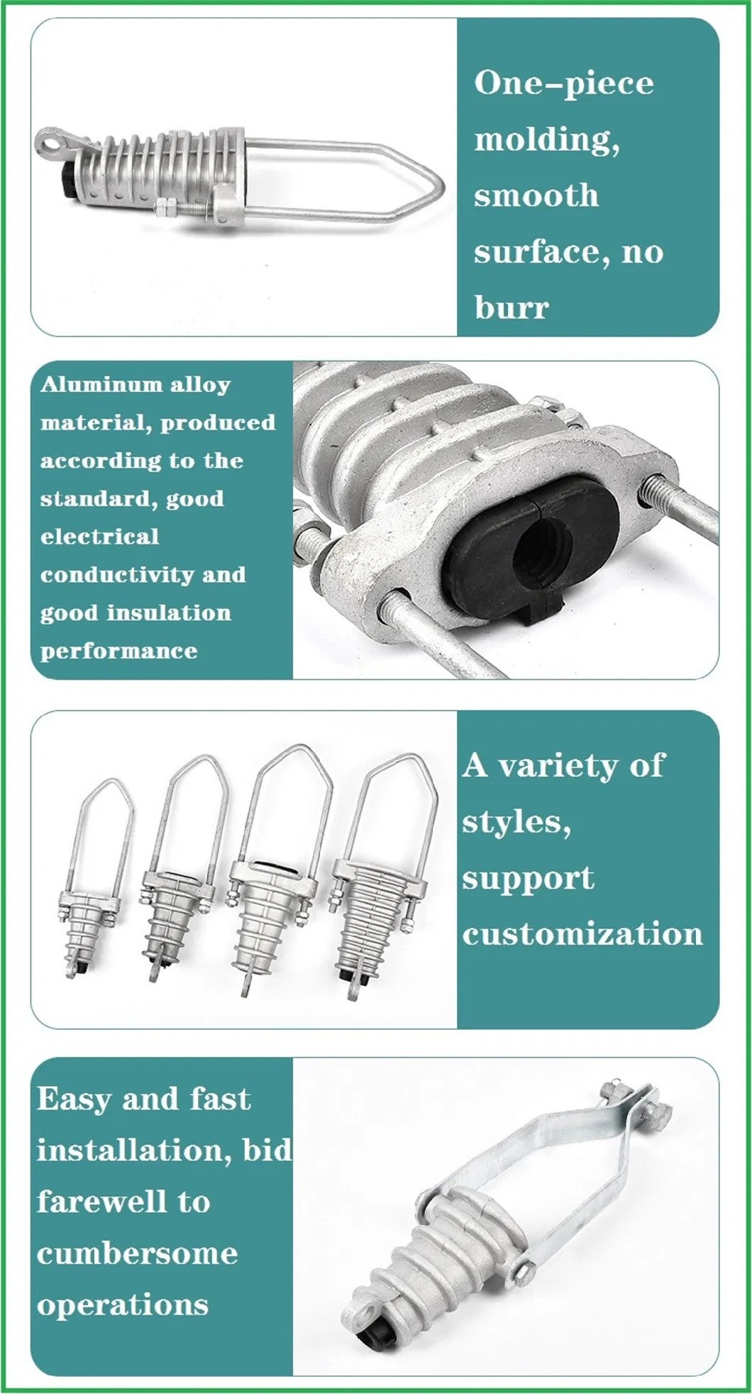 Nxjl 35-240mm 10.8-36.4kn Conductor Aluminum Alloy Tension Clamp of Wedge Insulation for Cable