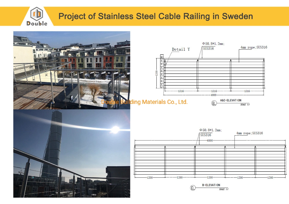 Children Safety Metal Railing Design Stainless Steel Wire Cable Balustrade