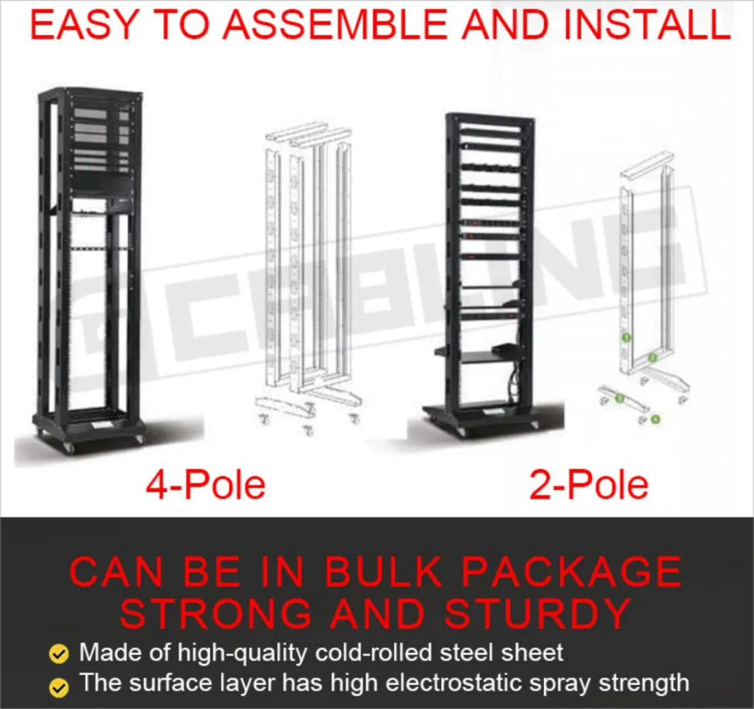 Gcabling SPCC Steel 4 Pole 20u to 42u Network Cabinet Rack 19 Inch Rack