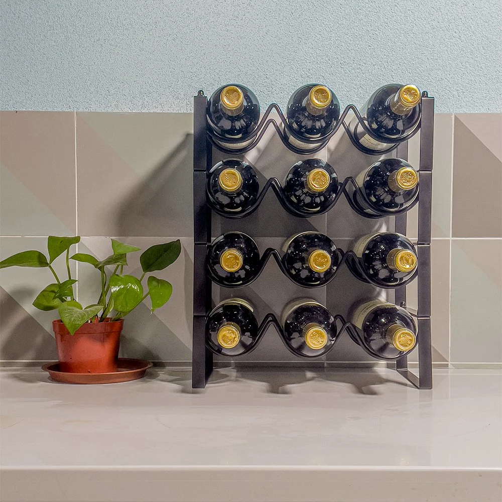 Amazon Hot Sell Carbon Steel Metal Countertop Stackable Wine Holder Storage Rack