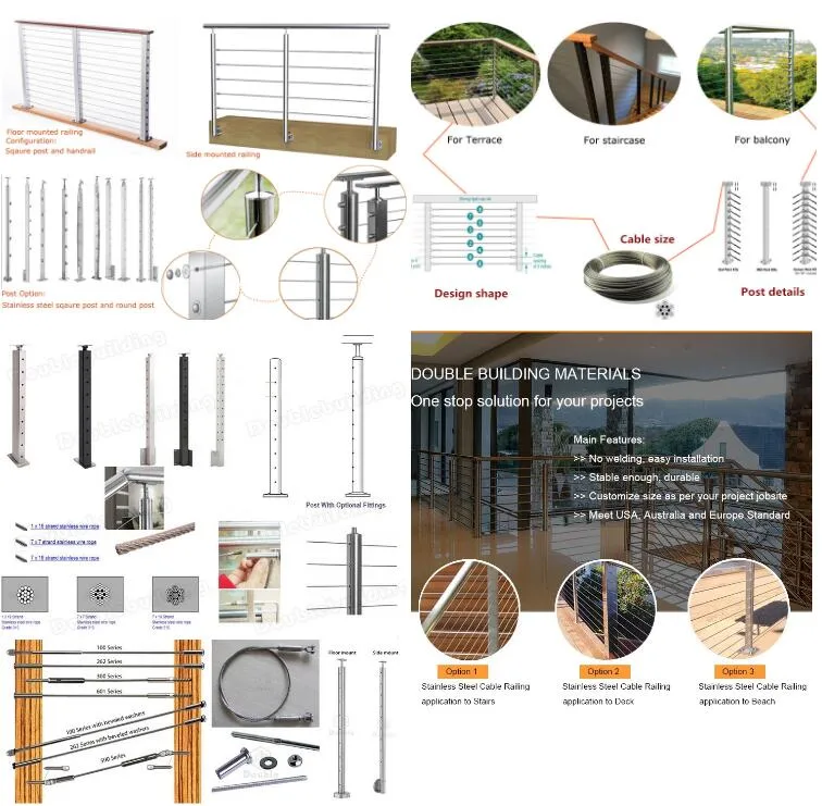 Stainless Steel Cable Railing Hardware/Indoor Wire Cable Railing System