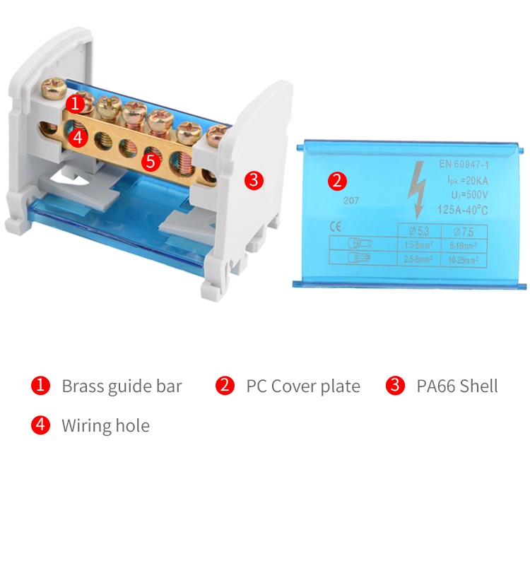 407 Terminal Block Rail Brass Busbar Connector Universal Connection Junction Box