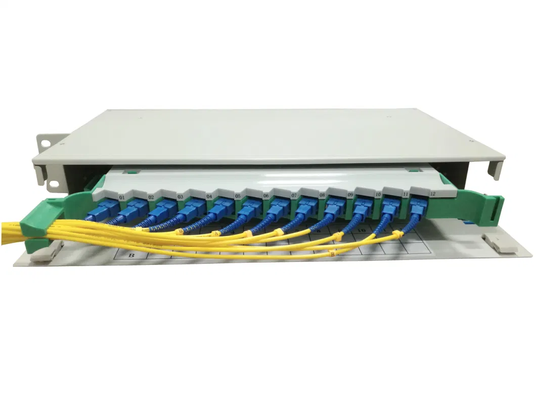 12 Port Sc/FC Rack Mount Fiber Optic Patch Panel with Plastic Drawable Trays