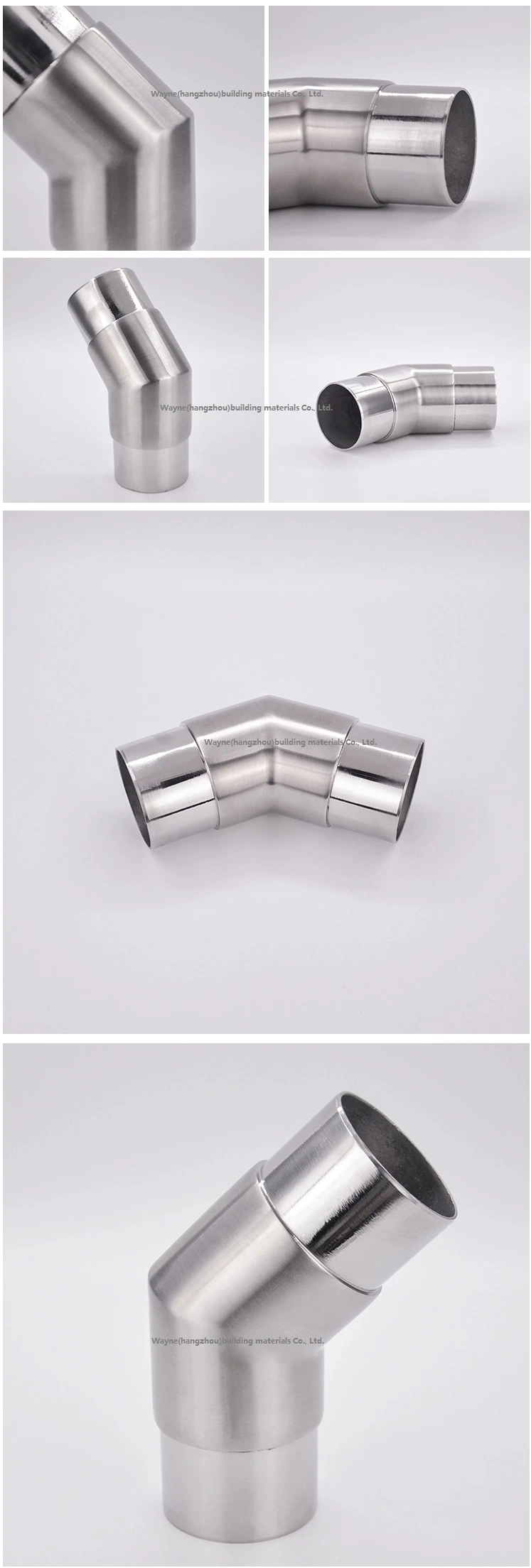 SS304/316 Stainless Steel Pipe Bend 135 Degrees Rail Connector for Handrail Bracket Fittings