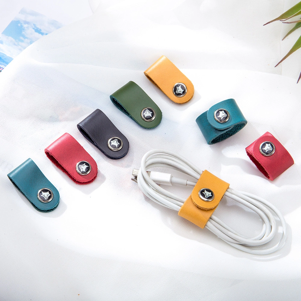 Leather Cable Straps Cable Tie Wraps Cord Management Holder Keeper Earphone Wrap Winder Wire Ties Cord Organizer for Work and Travel