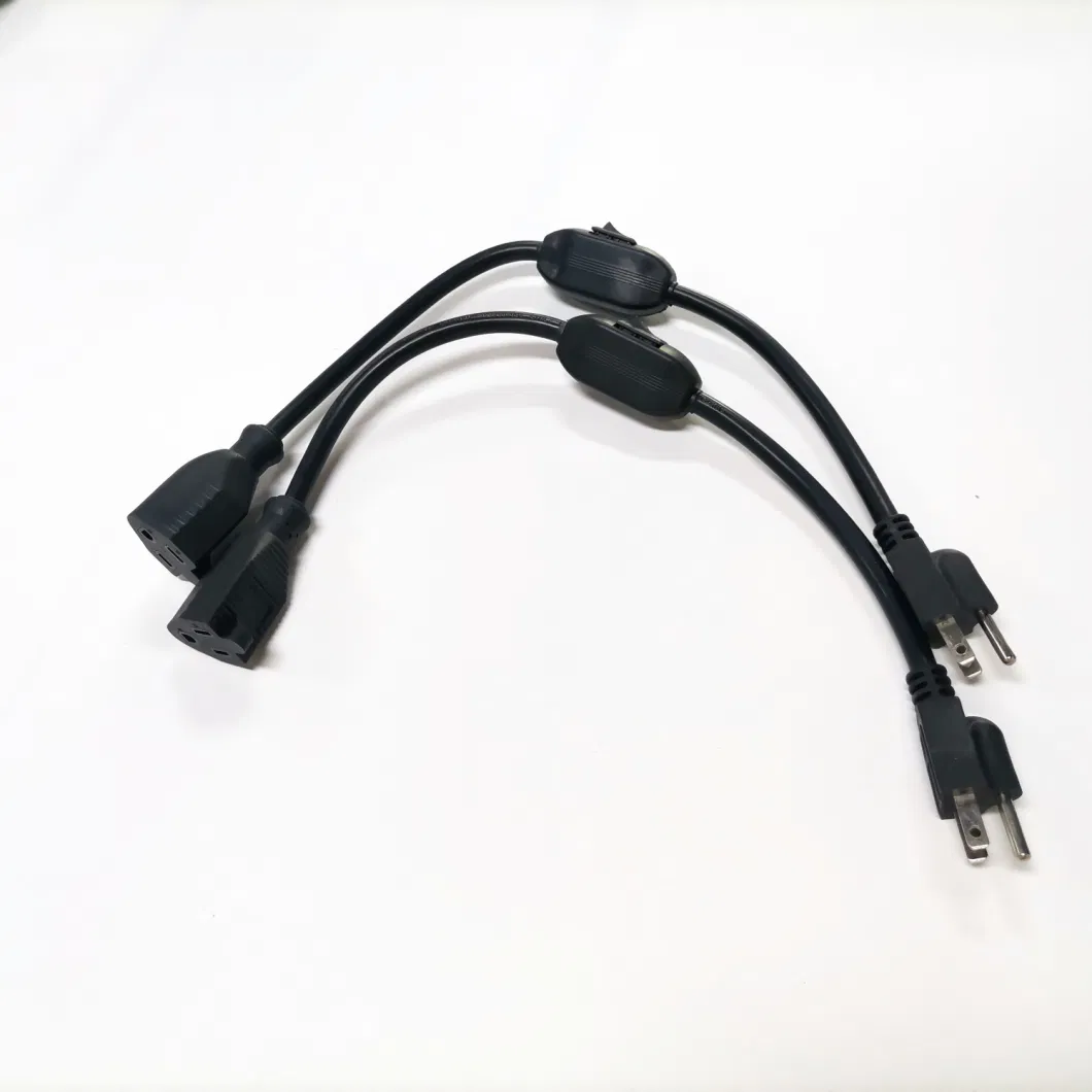 50cm Black Sjt Vm-1 3G 14AWG 5-15p to 5-15r with 306 Inline on off Switch Power Cable Wire