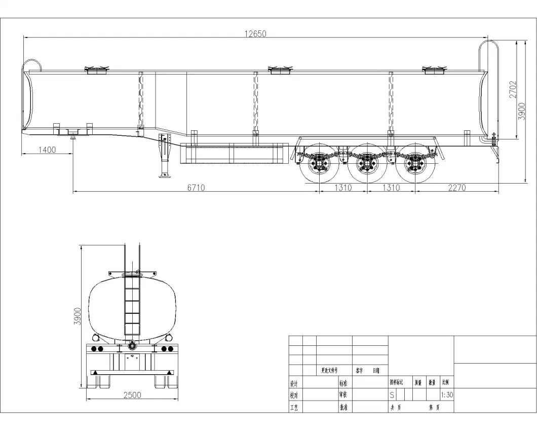 3 Axle 45000 Liters Oil Tanker 40 Cbm Fuel Tank Semi Trailer