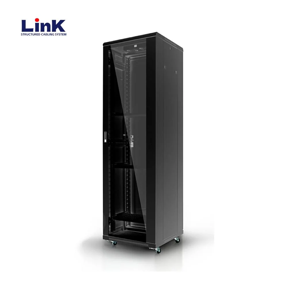 42u Enclosed Network Cabinet Server Rack with Removable Side Panels and Multiple Cable Entry Points