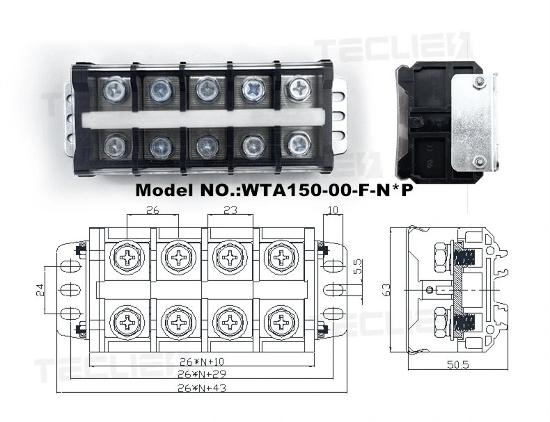 Electrical Screw Terminal Block Dual Row Strip Fixed Wiring Board Wire Connectors 600V 15A Box Connecter Cable Contacts 3/4/5/8p Terminal Block