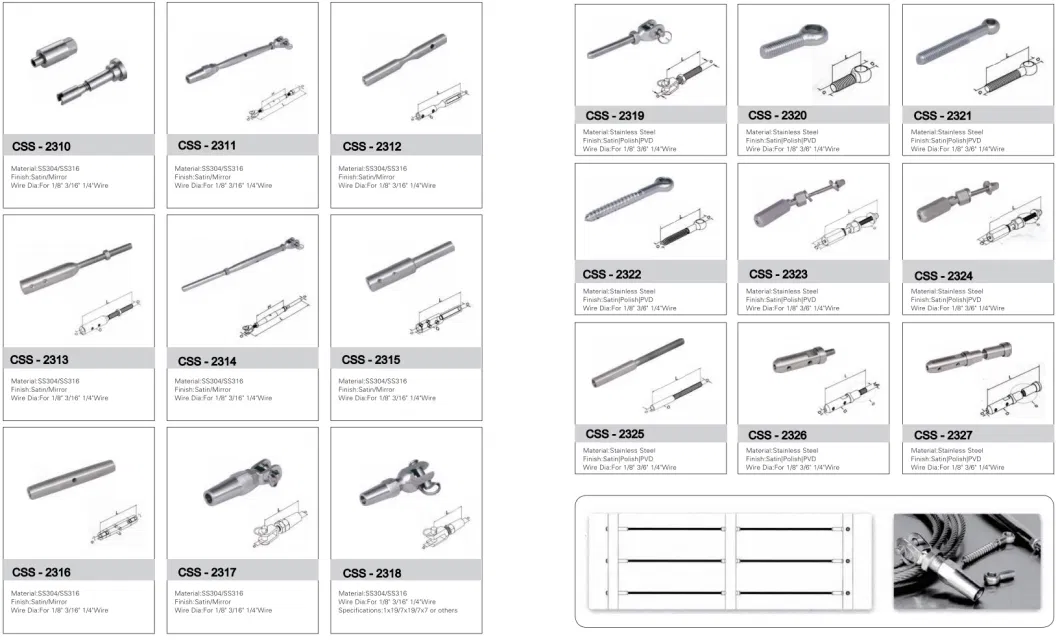 Stainless Steel Cable Railing Hardware End Fitting for Stair Fence Cable Css-2280